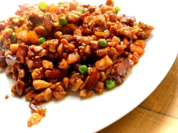 Filling for san choy bow (lettuce wrap) - chicken, Chinese mushroom, bamboo shoot and oyster sauce