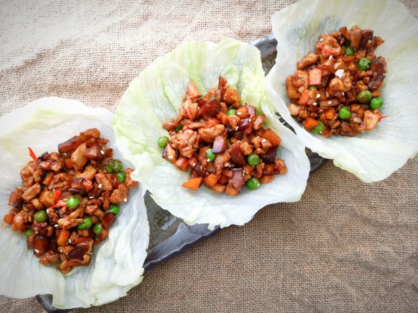 Chicken san choy bow - lettuce wrap with chicken, Chinese mushroom, bamboo shoot and oyster sauce