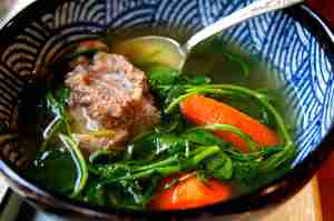 Traditional Chinese watercress broth with carrots, fodmap friiendly, gluten free