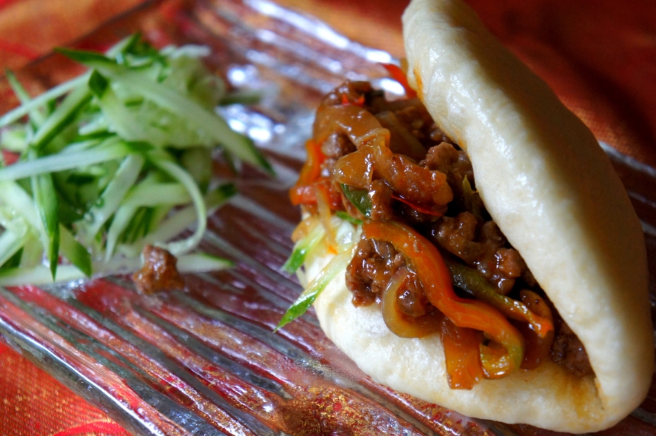 Spicy lamb in a Chinese bun&nbsp;sandwich
