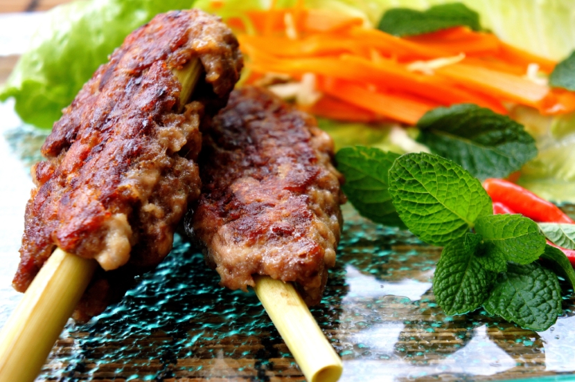 Asian style kebab on lemongrass stick (low FODMAP, gluten free)