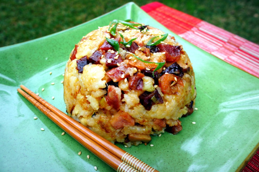 Fried glutinous rice with Chinese sausage and Chinese mushroom&nbsp;炒糯米饭