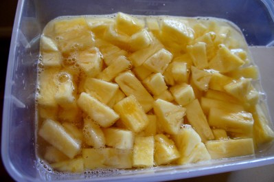 Fresh pineapple soaked in salted water for extra sweetness