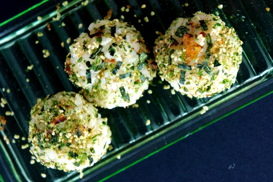 Rice balls with wasabi furikake&nbsp;seasoning