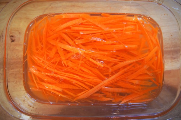 Pickled carrot, julienned