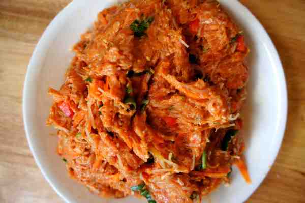 Lamb mince paste with pumpkin, rice vermicelli, carrot, capsicum #lowfodmap #glutenfree