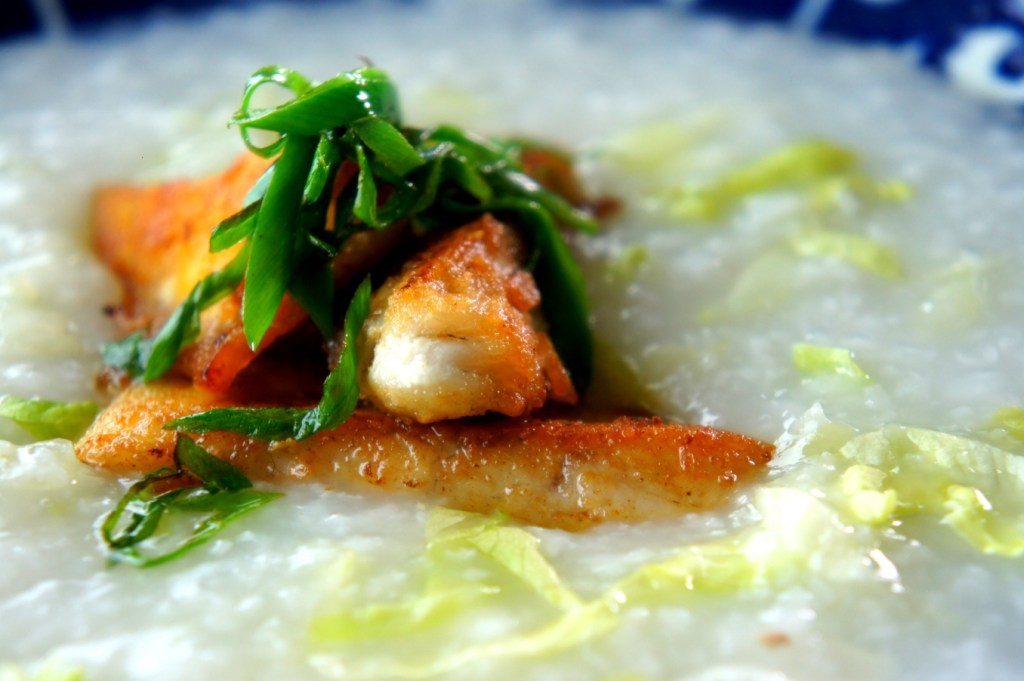 Congee with pan-fried fish and lettuce, a tribute of my mum’s kindness (FODMAP&nbsp;friendly)